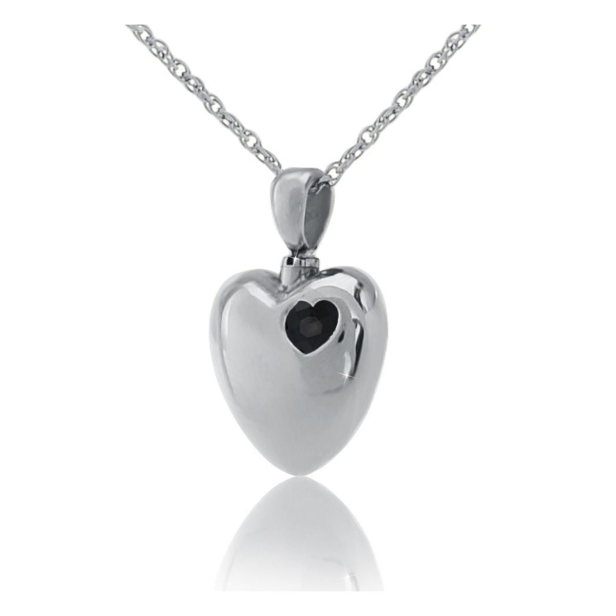 Love Heart Black Stone Stainless Keepsake