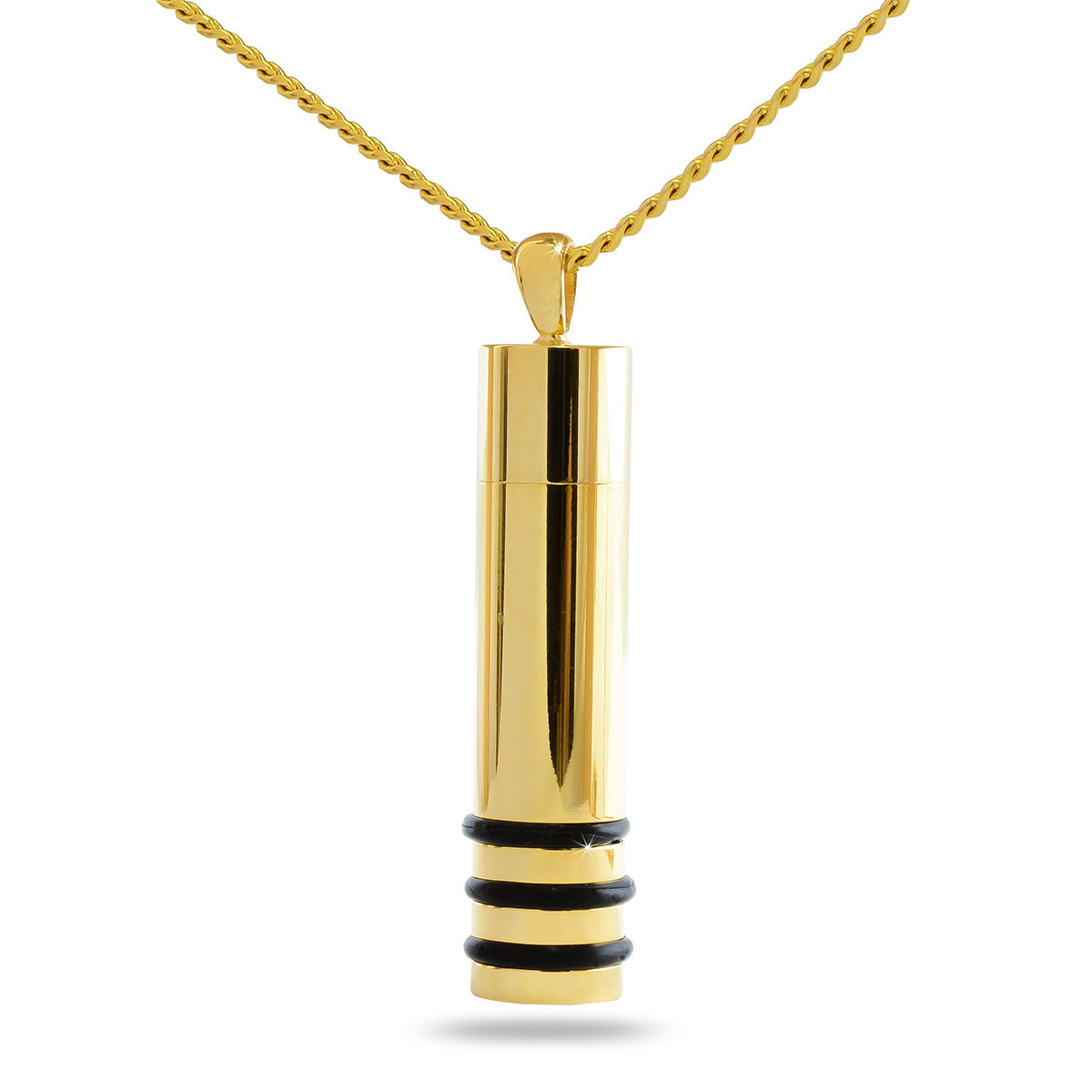Cylinder Rings Ash Gold Steel Pendant Urn