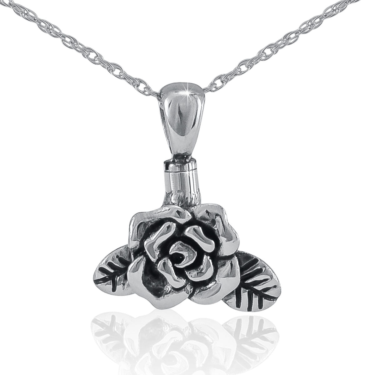 Silver Rose Keepsake Necklace