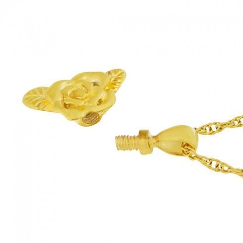 Gold Steel Rose Keepsake Necklace