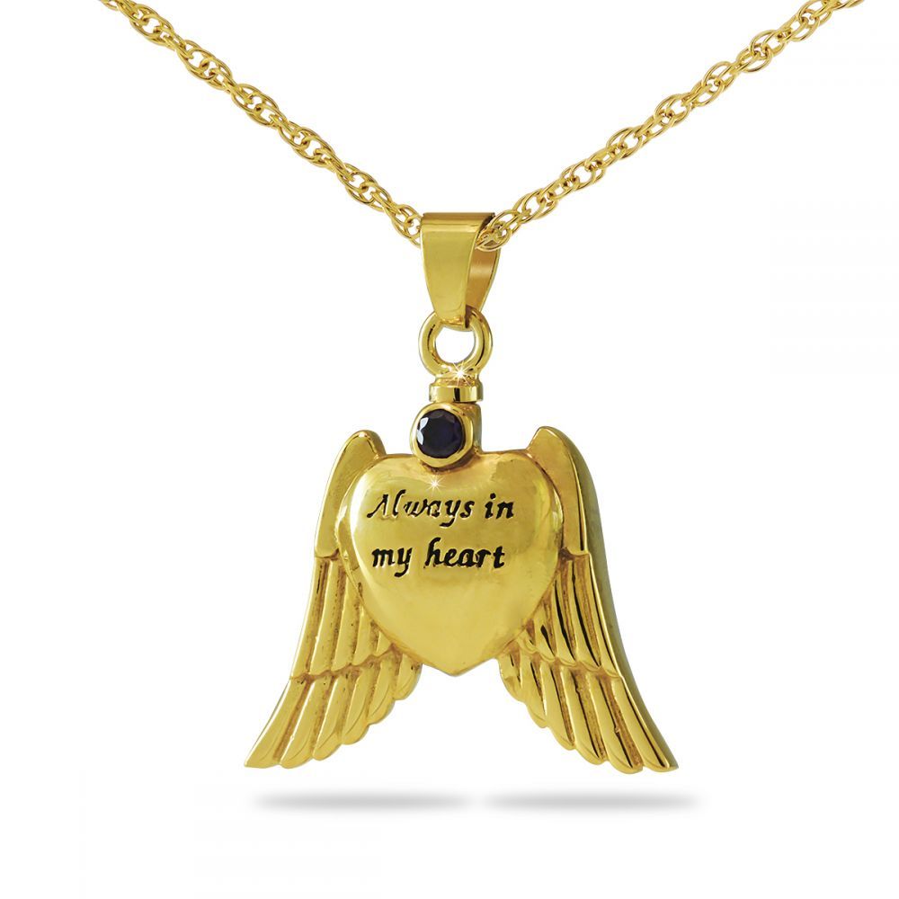 Purple Crystal Wings of Love Gold Steel Keepsake