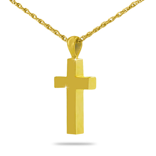 Steel Gold Cross Cremation Pendant